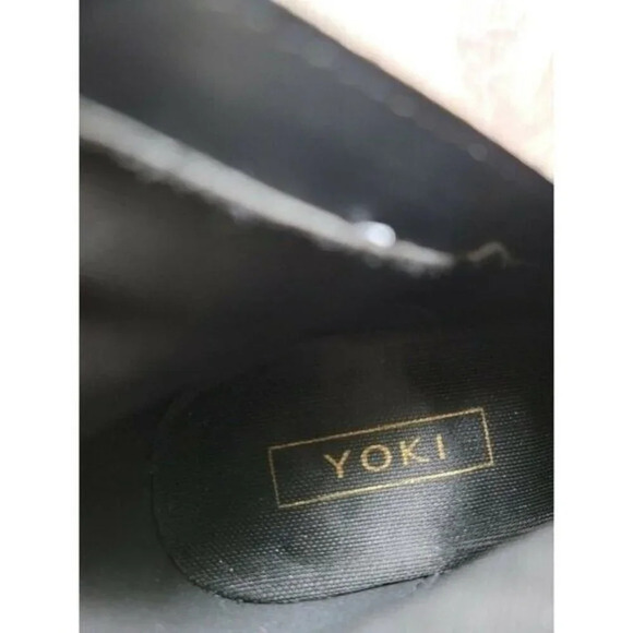 Yoki Black Faux Suede Sock Knee High Pointed Toe Studded High Heel Boots 8 - Picture 10 of 10